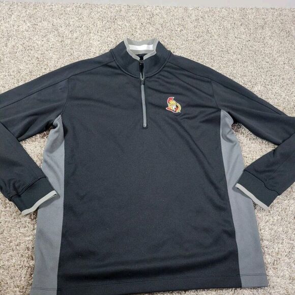 Ottawa Senators Mens Large 1/4 Zip Pullover Black NHL Hockey Tour Performance - Picture 1 of 7